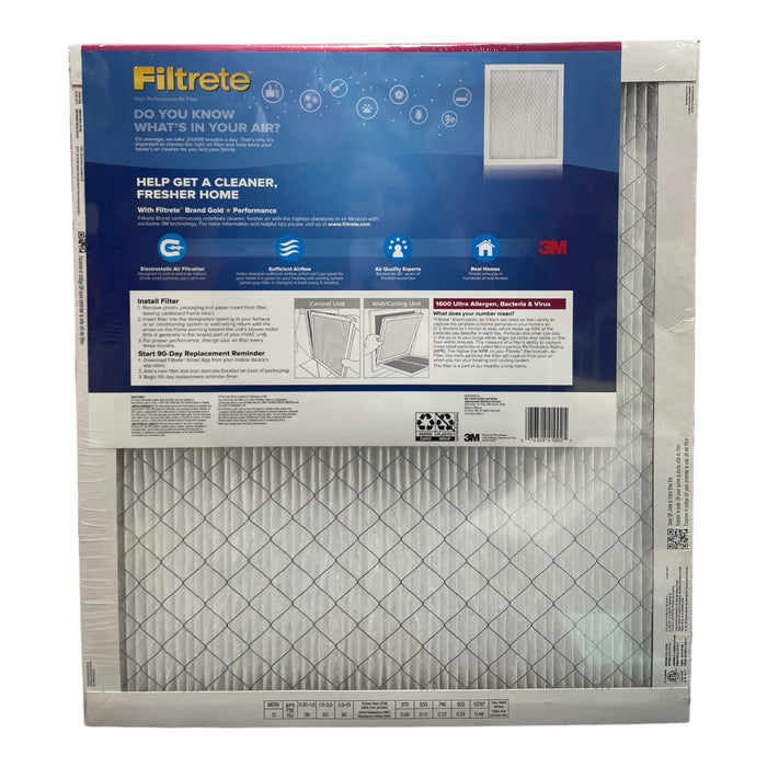 Filtrete 1600 MPR Ultra Allergen 2X Bacteria and Virus Filter, 18x20x1, 4 Pack