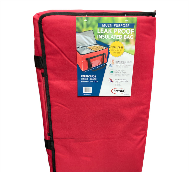 Sterno Red Delivery Leak-Proof Insulated Food Carrier Bag