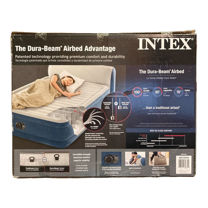 Intex Queen Dura-Beam Deluxe Series Comfort Headboard Airbed with Internal Pump