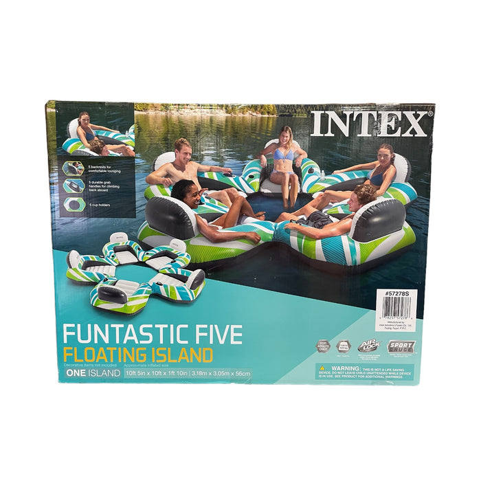 Intex Funtastic 5 Person Floating Island with Headrest, Cup Holders