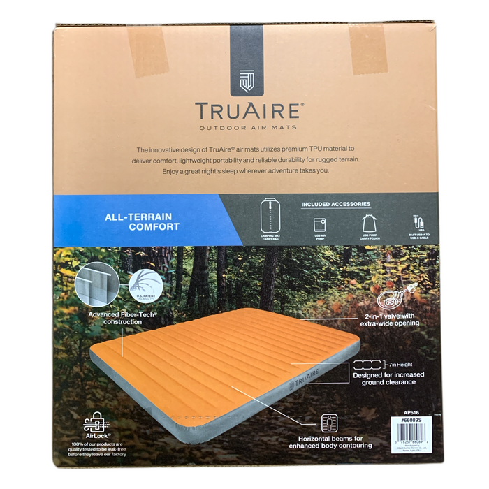 Intex TruAire Outdoor Inflatable TPU Camping Mat, 60"x80"x7"& QuickFill USB Pump
