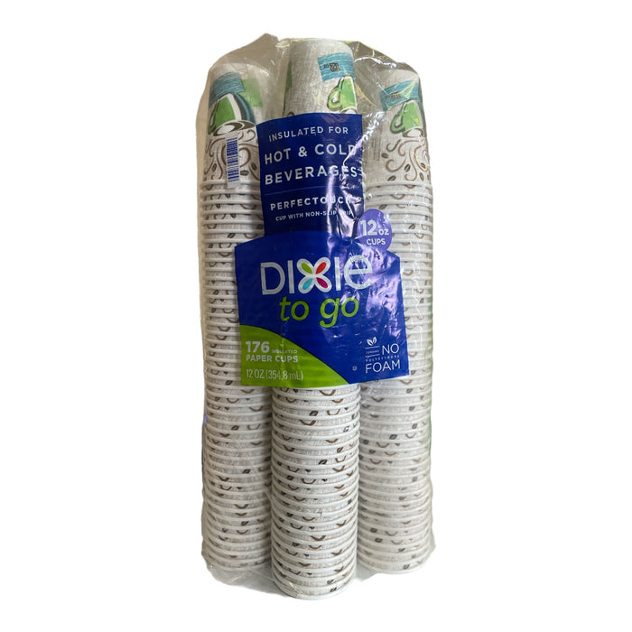 Dixie to Go Insulated Cups Hot & Cold, Non Slip Grip, 12 Ounce, 176 Count