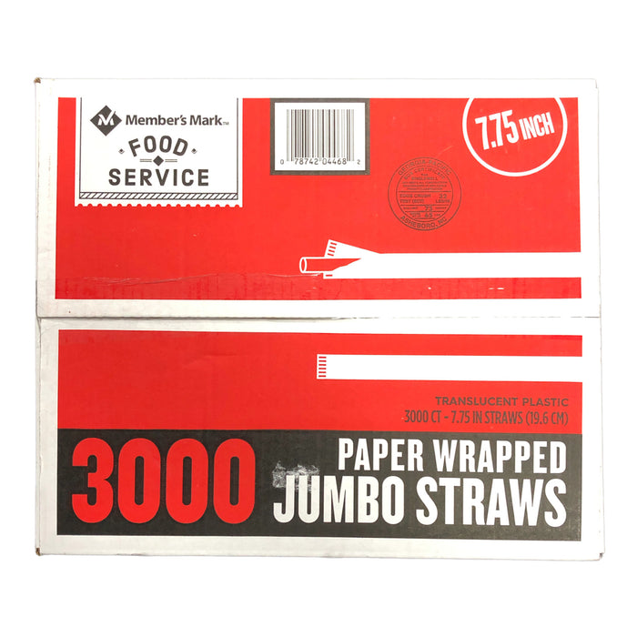 Member's Mark Jumbo Paper Wrapped Straws, Clear Plastic (7.75" x 3000 ct)