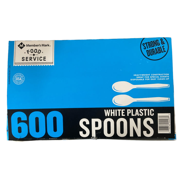 Member''s Mark Heavyweight White Plastic disposable Spoons, 600ct