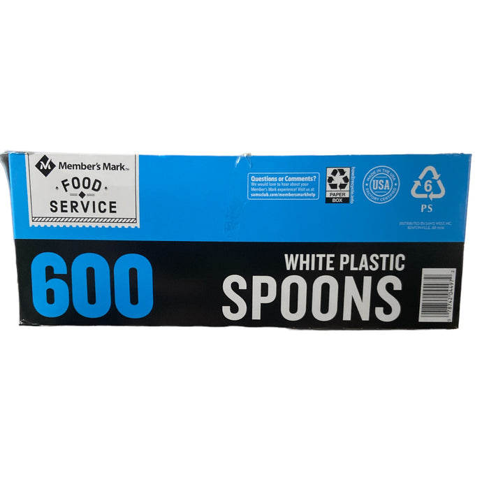 Member''s Mark Heavyweight White Plastic disposable Spoons, 600ct