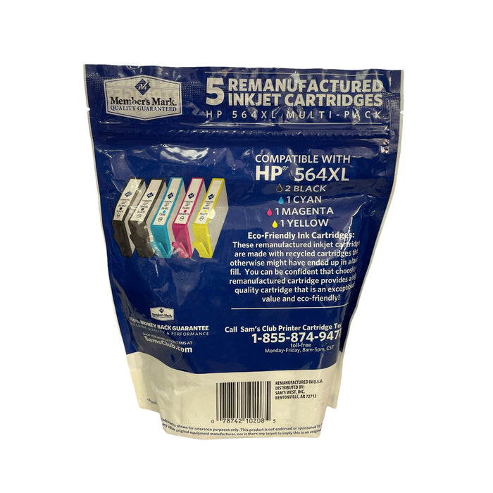 Member's Mark Remanufactured HP 564XL 5 Pack, 2 Black and 3 Colors