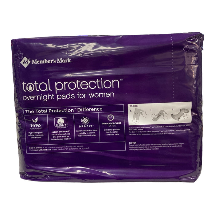 Member's Mark Total Protection Overnight Pad for Women (120 ct.)