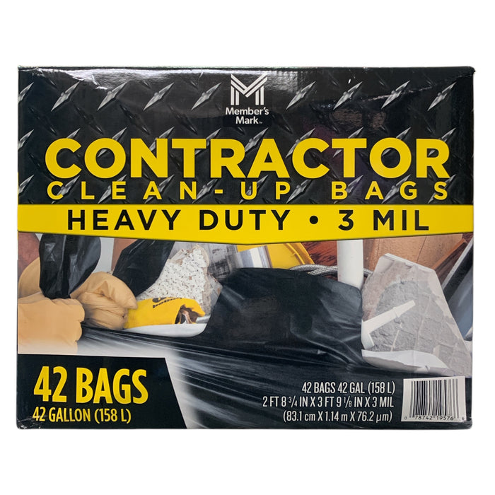 Member's Mark Heavy Duty Contractor Clean-Up Bags, 3 Mil, 42 Bags 42 Gallon