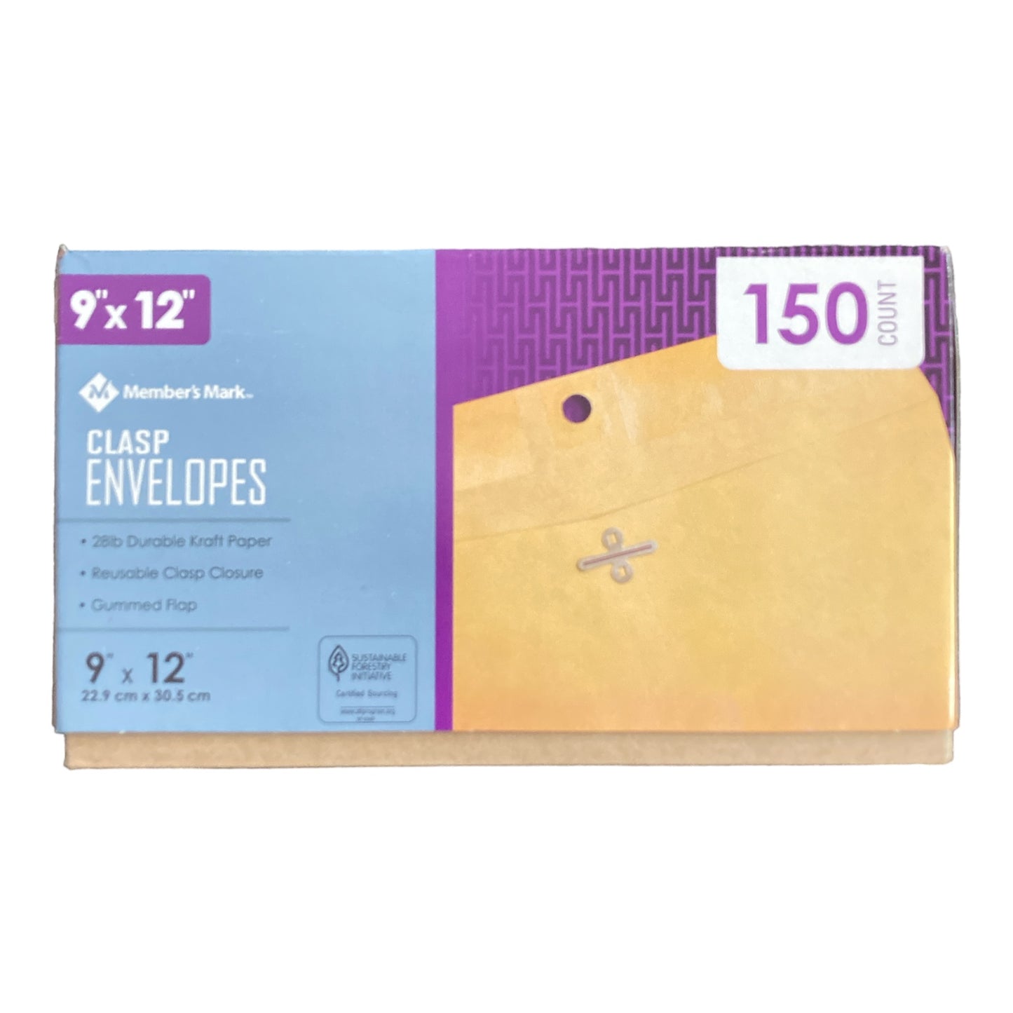 Member's Mark 28lb Durable Kraft Paper Clasp Envelope 9" x 12" (150 ct.)