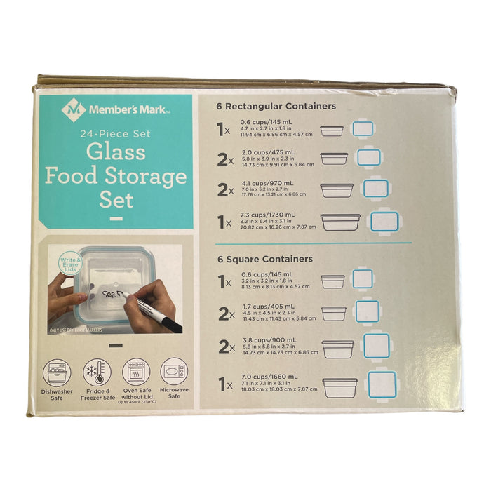 Member's Mark 24 Piece Glass Food Storage Set by Glasslock, Oven Safe, BPA Free