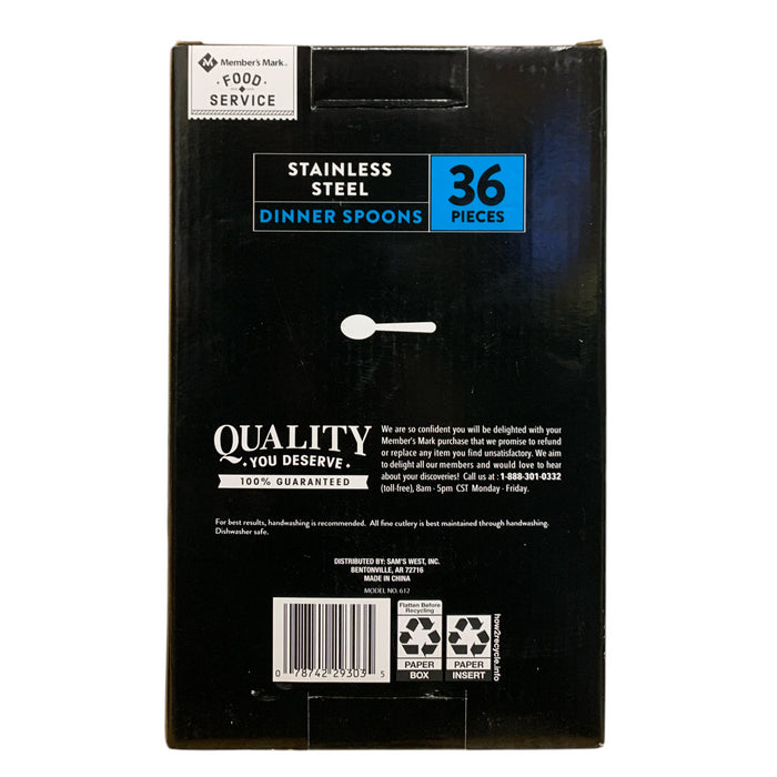 Member's Mark Food Service Stainless Steel Dinner Spoon Set, 36 Pieces