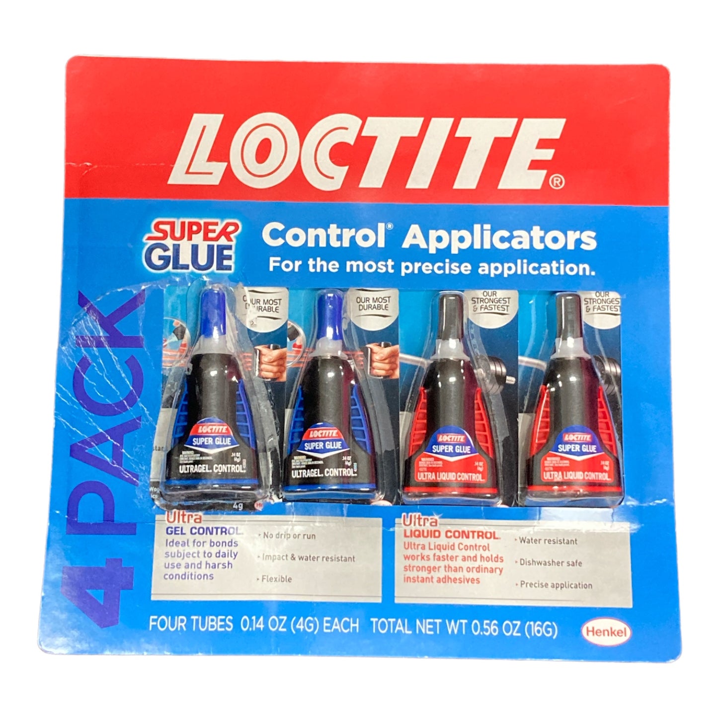 Loctite 2 UltraGel and 2 Ultra Liquid Super Glue, 4 Count Bottles