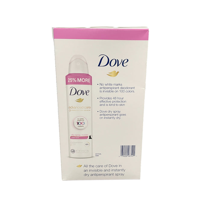 Dove Womens 4.8 oz Invisible Dry Spray Antiperspirant Deodorant, 3 Pack