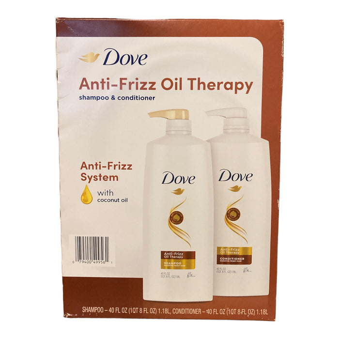 Dove Anti-Frizz Oil Therapy Shampoo & Conditioner, 40 Fluid Ounce (Pack of 2)