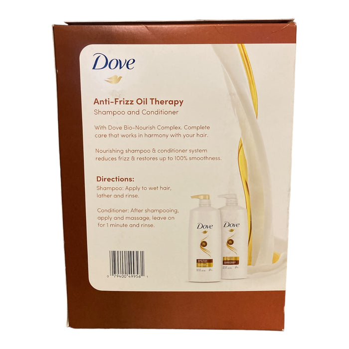 Dove Anti-Frizz Oil Therapy Shampoo & Conditioner, 40 Fluid Ounce (Pack of 2)