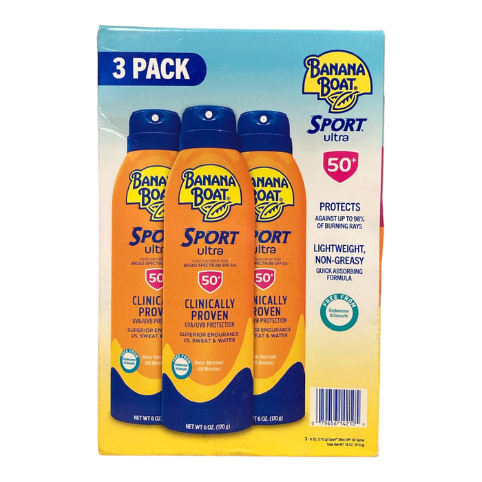 Banana Boat Sport Water and Sweat Resistant Ultra Sunscreen 50+ SPF (3 pk.)