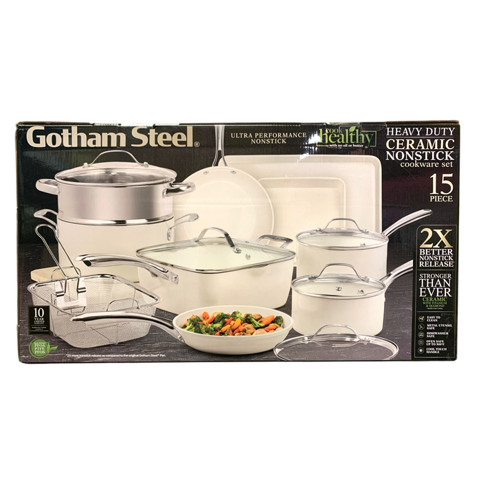 Gotham Steel 15-Piece Ultra Performance Heavy Duty Ceramic Nonstick Cookware Set