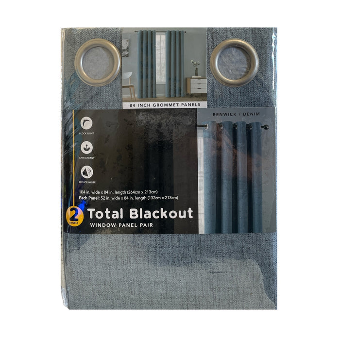 Total Blackout Window Panel Set, 52"W x 84"L Each, Grommet Panels