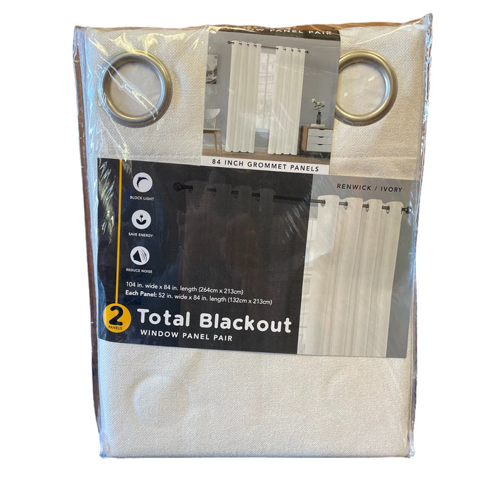 Total Blackout Window Curtain Panel Pair Set, Ivory, 84" x 52"