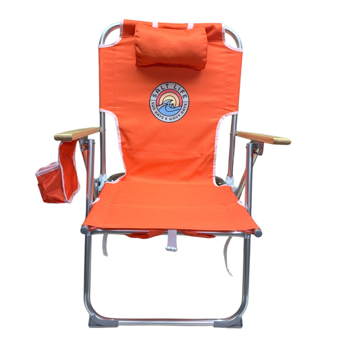 Salt Life High Seat Backpack Beach Chair with 4 Reclining Positions