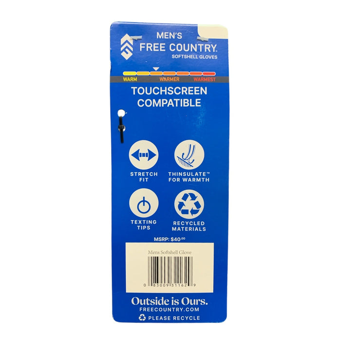 Free Country Men's Thinsulate Touchscreen Compatible Softshell Gloves