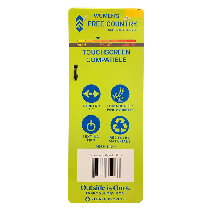 Free Country Women's Thinsulate Touchscreen Compatible Softshell Gloves