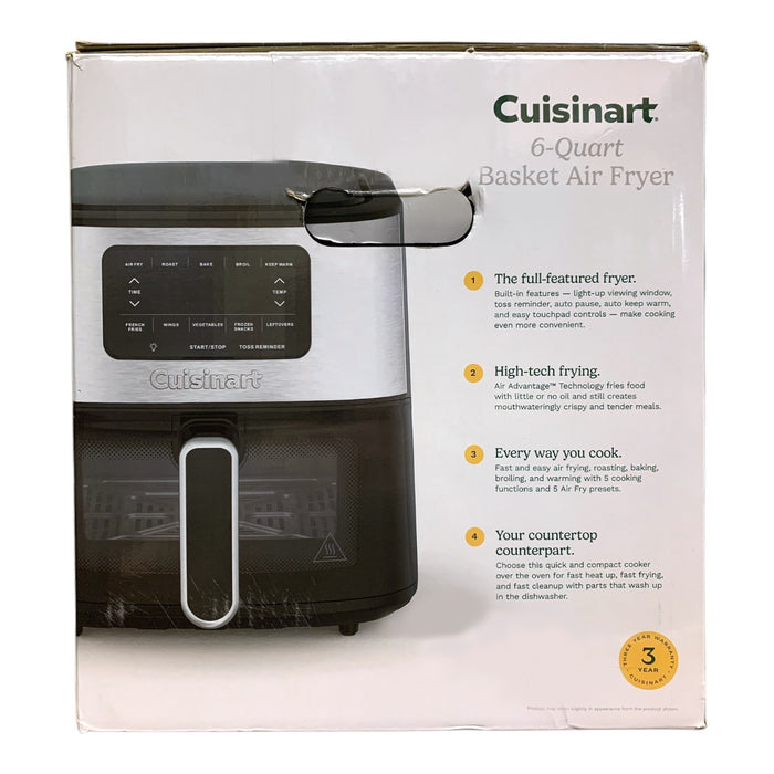 Cuisinart 6-Quart Basket Air Fryer, Five Cooking Functions, Digital Display
