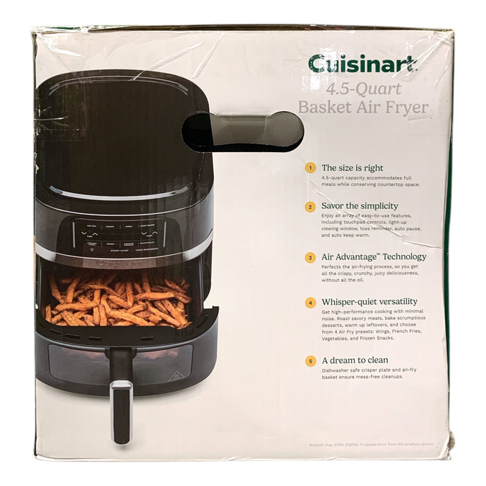 Cuisinart 4.5-Quart Capacity, 8"x8" Basket-Style Air Fryer, Black