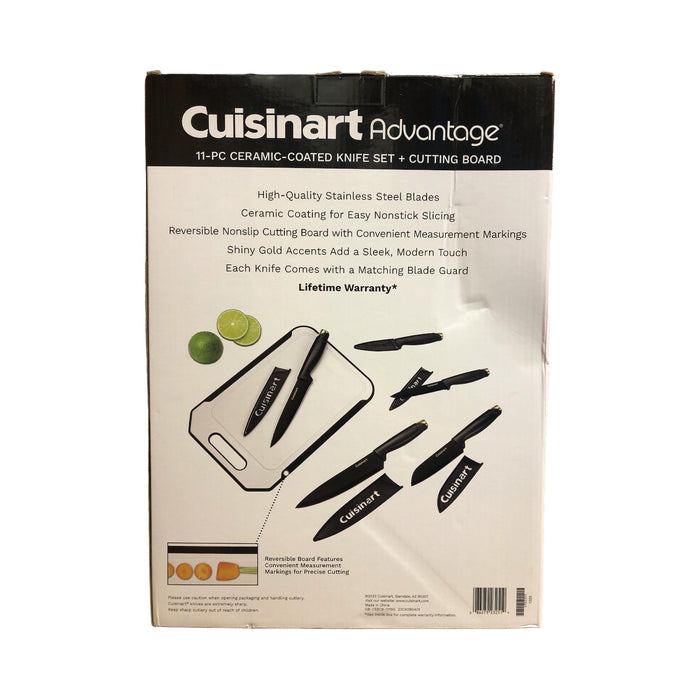 Cuisinart Advantage 11-Piece Ceramic-Coated Knife Set and Cutting Board (BLKGLD)