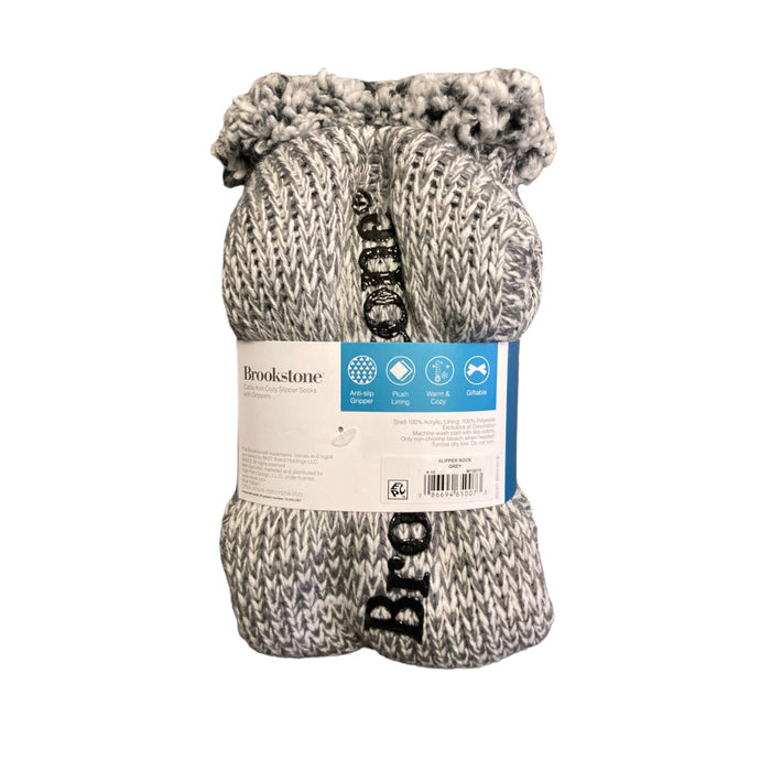 Brookstone Women's Cable Knit Cozy Slipper Socks with Grippers