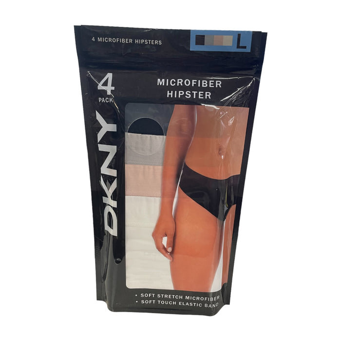 DKNY Women's Soft Stretch Microfiber 4 Pack Hipster Underwear, I281Y