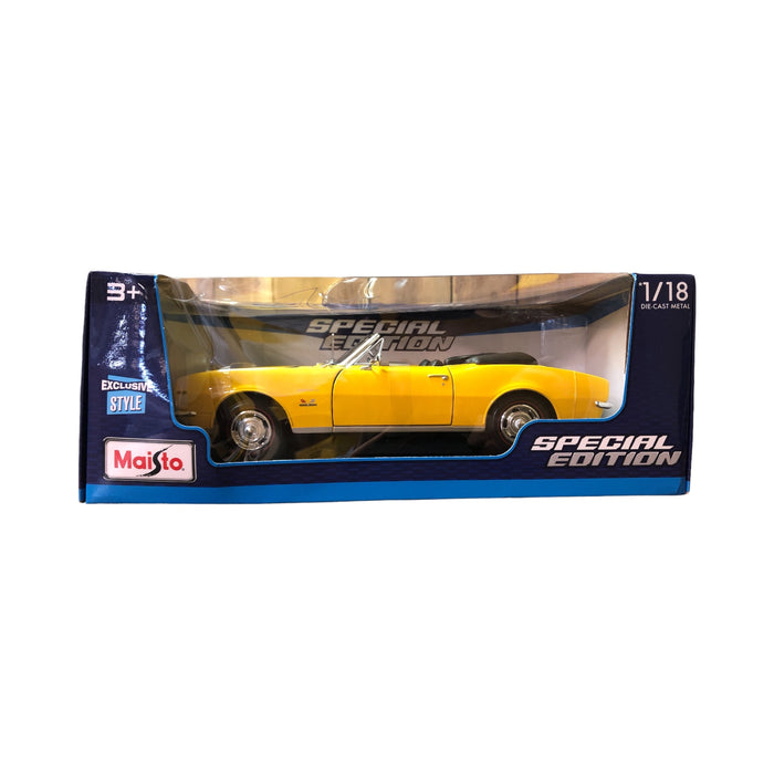 Maisto 1:18 Scale 1967 Chevrolet Chevy Camaro SS 396 Convertible Yellow
