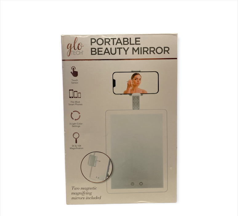 GloTech Portable Beauty Station LED Mirror with Makeup Mat Cover