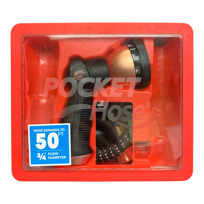Pocket Hose Copper Bullet 50' Triple-Layered Expanding Hose & 10-Pattern Sprayer