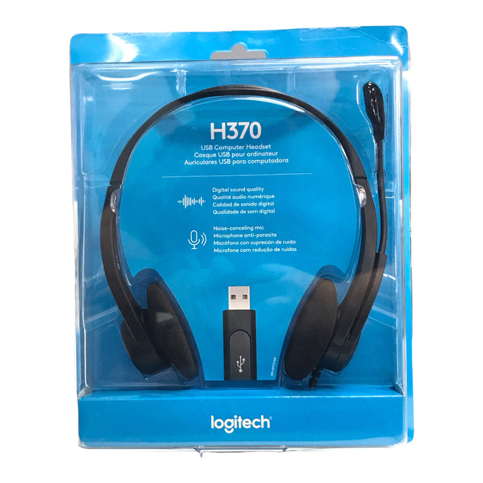 Logitech H370 USB Computer Headset Digital Sound Noise Canceling Mic, Black