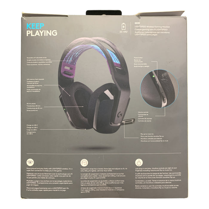 *Open* Logitech G535 LIGHTSPEED Wireless Gaming Headset, Plug & Play USB, Black
