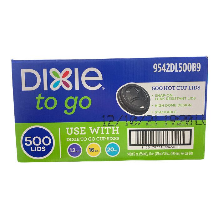 Dixie To Go Domed Hot Cup Plastic Lids, Black, Fits 12oz./16oz./20oz. (500ct.)