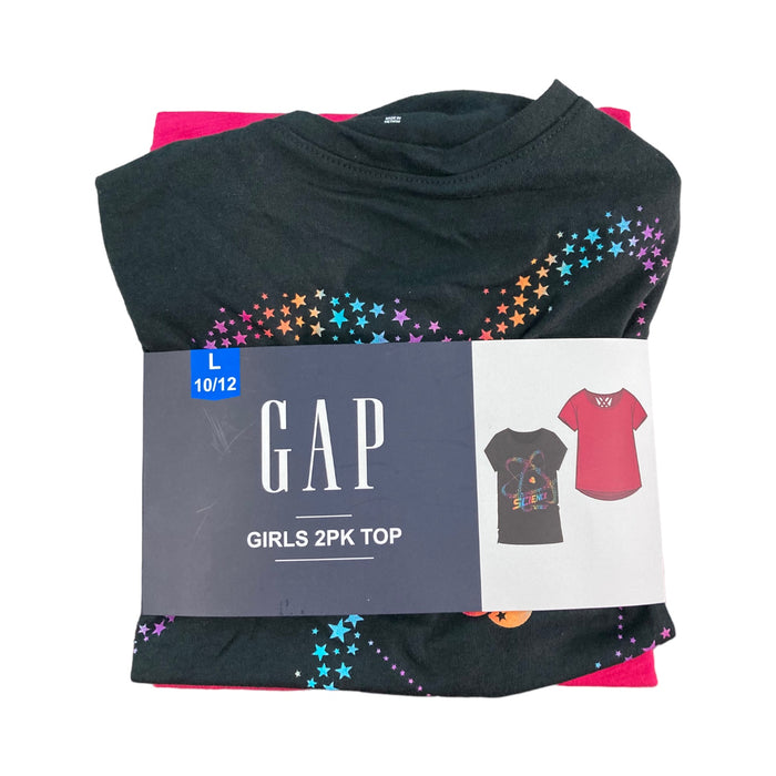 GAP Girl's 2 Pack Short Sleeve Soft Graphic Logo Cut Out Back Tee