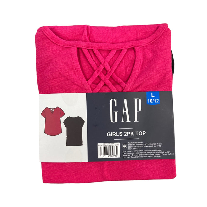 GAP Girl's 2 Pack Short Sleeve Soft Graphic Logo Cut Out Back Tee