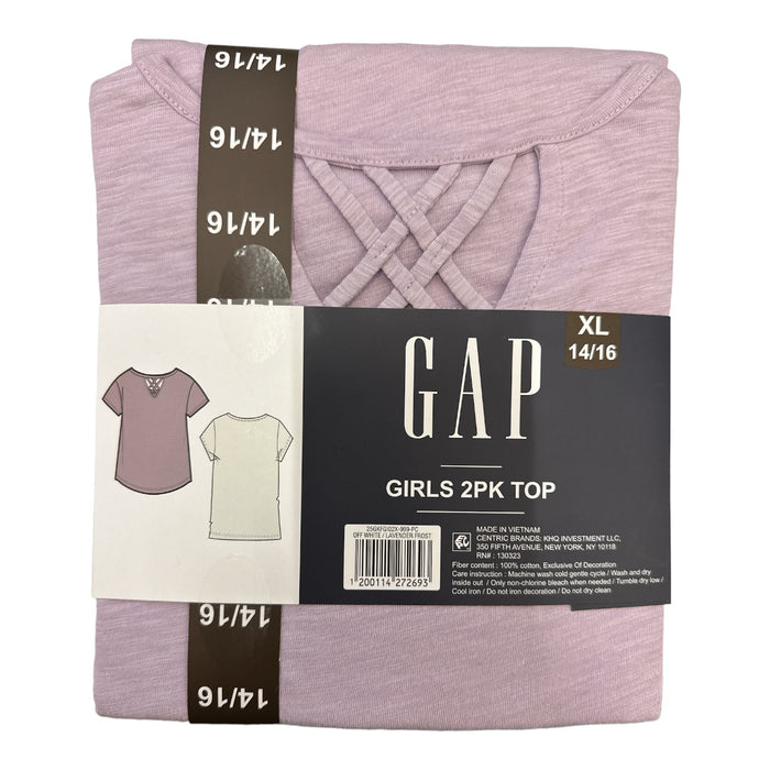 GAP Girl's 2 Pack Short Sleeve Soft Graphic Logo Cut Out Back Tee