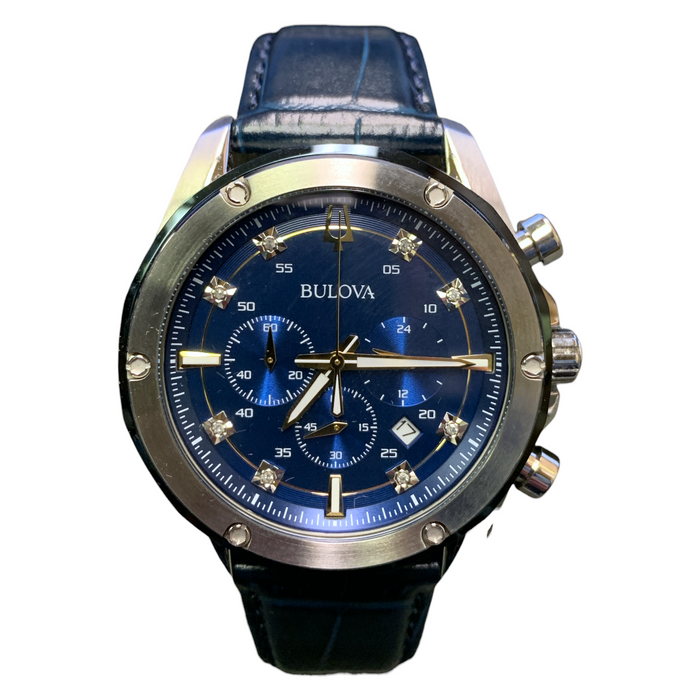 Bulova Men's Classic Calendar Quartz Blue Leather 43mm Watch & Bracelet, 98K114