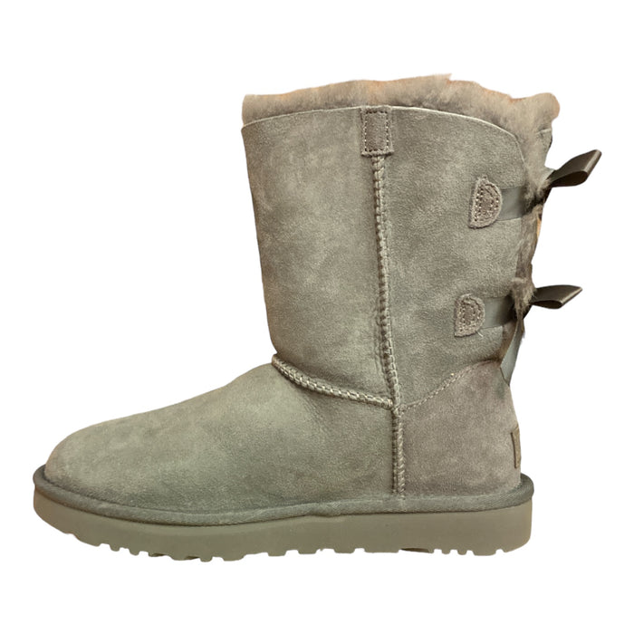 *No Box* UGG Women's Bailey Bow II Slip On Sheepskin Lining Mid-Calf Boot (Grey, 7)