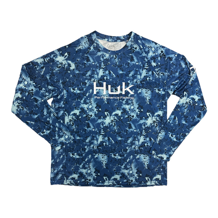 HUK Men's Long Sleeve UPF+ 50 Pursuit Fin Flats Tech Crew Shirt