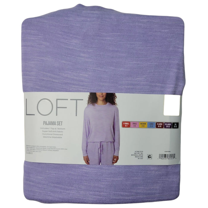 Loft Women's Soft Knit Long Sleeve Top & Pant Henley Sleep Set