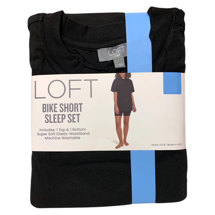 Loft Women's Soft Short Sleeve Top & Bike Short Sleep Set