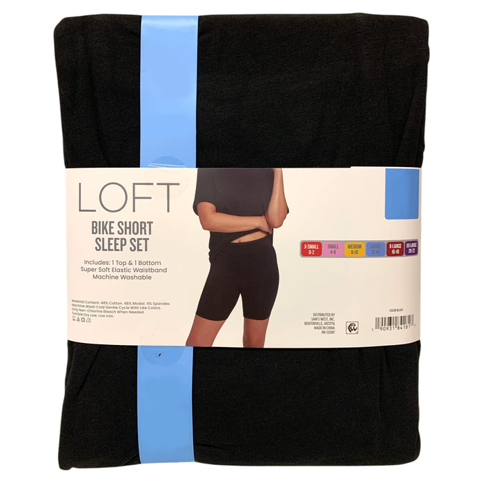 Loft Women's Soft Short Sleeve Top & Bike Short Sleep Set