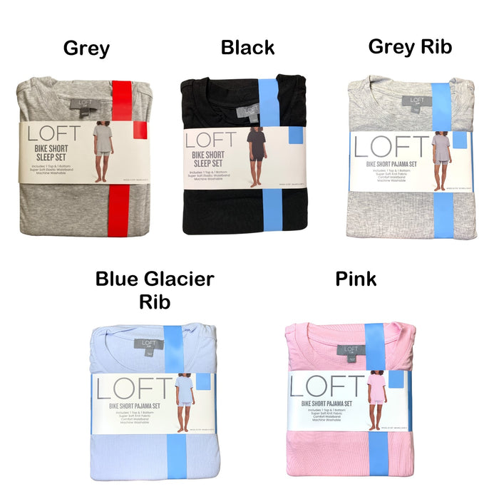 Loft Women's Soft Short Sleeve Top & Bike Short Sleep Set