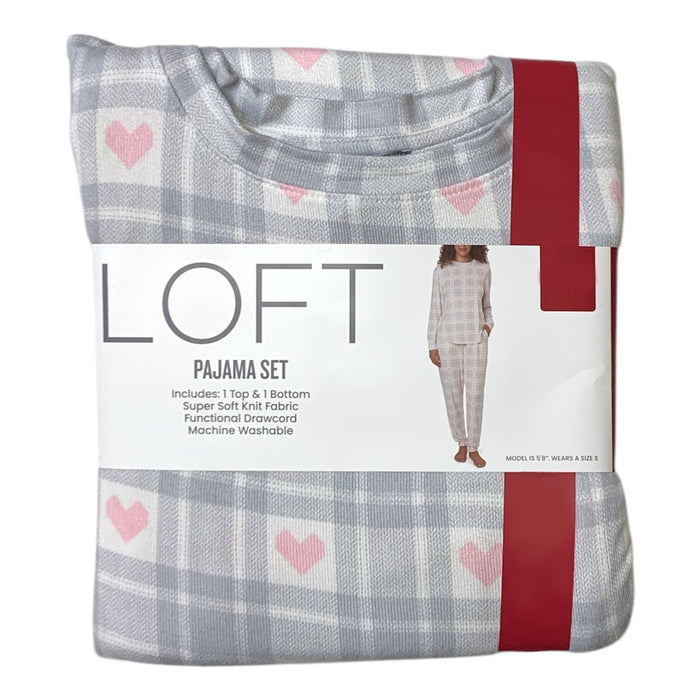Loft Women's Soft Knit Long Sleeve Top & Pant Henley Sleep Set