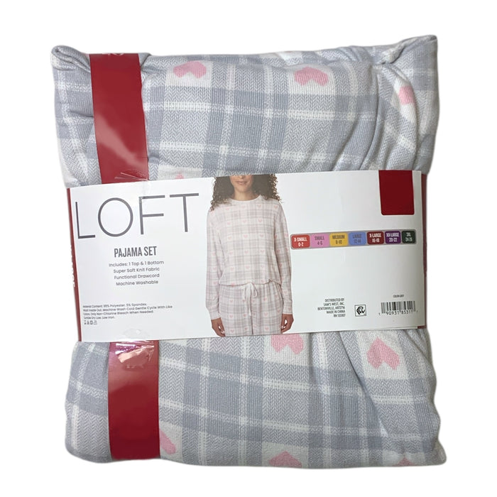 Loft Women's Soft Knit Long Sleeve Top & Pant Henley Sleep Set
