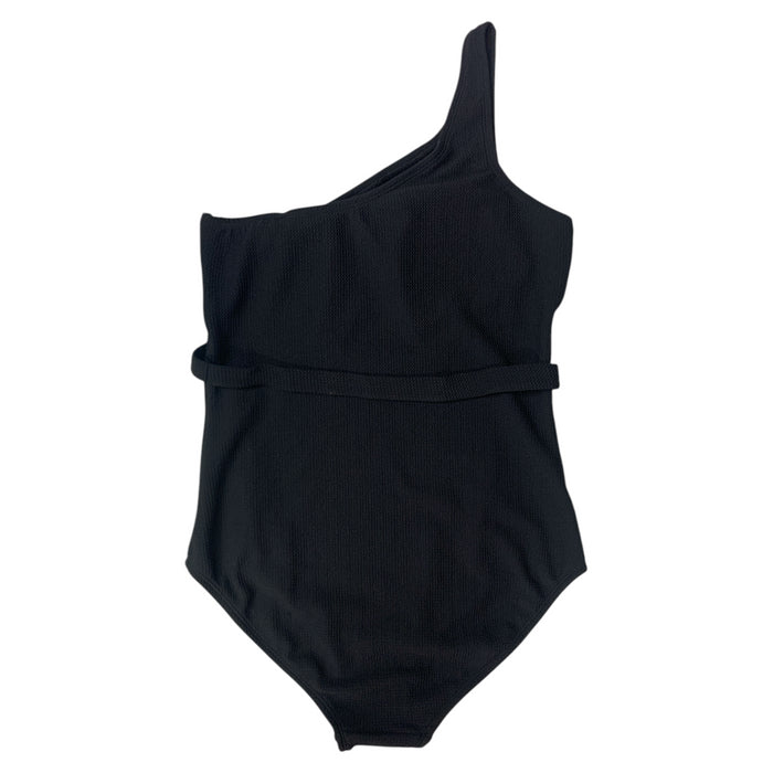 Loft Women's Asymmetrical Textured One-Piece Swimsuit (Black, L)